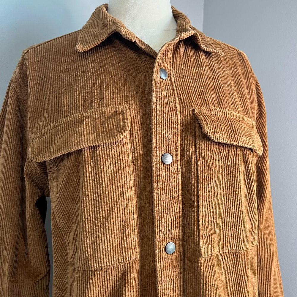 No Boundaries Men's S (34-36) Brown Corduroy Snap Button Oversized Shirt Jacket - Picture 3 of 17